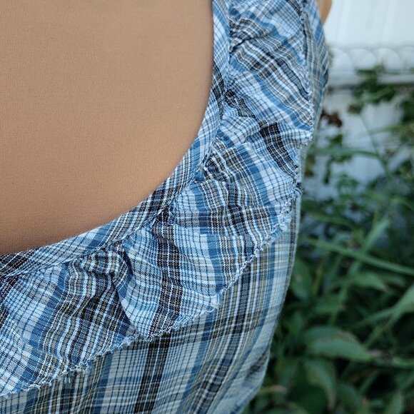 Converse One Star Plaid Cotton Ruffle Sundress, Size 8 - Picture 6 of 9